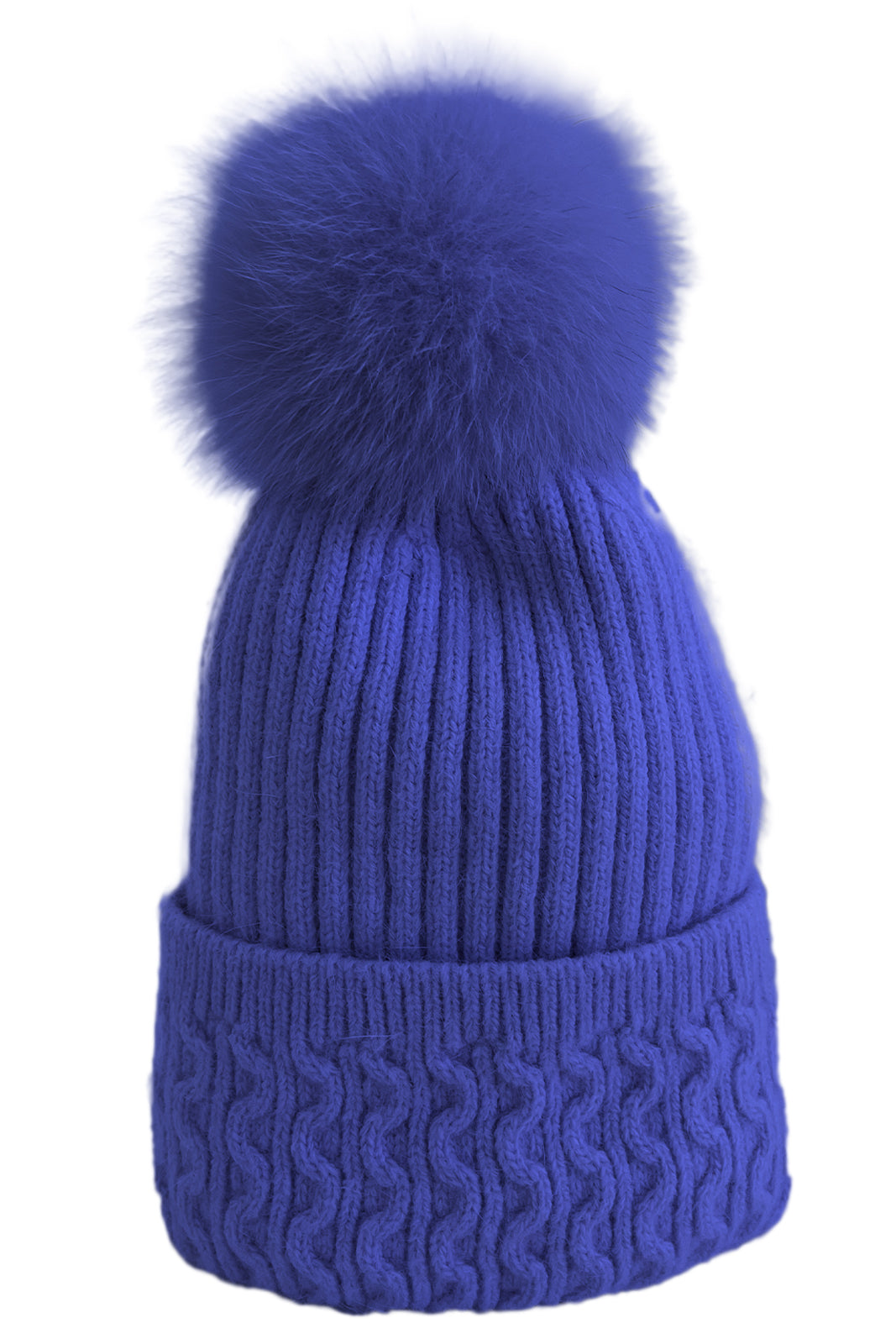 Berretto in lana int con pon pon in murmasky blu