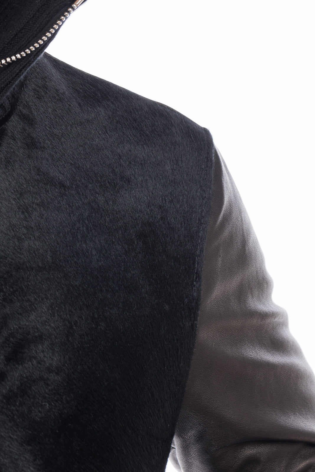 Bomber di cavallino nero con zip