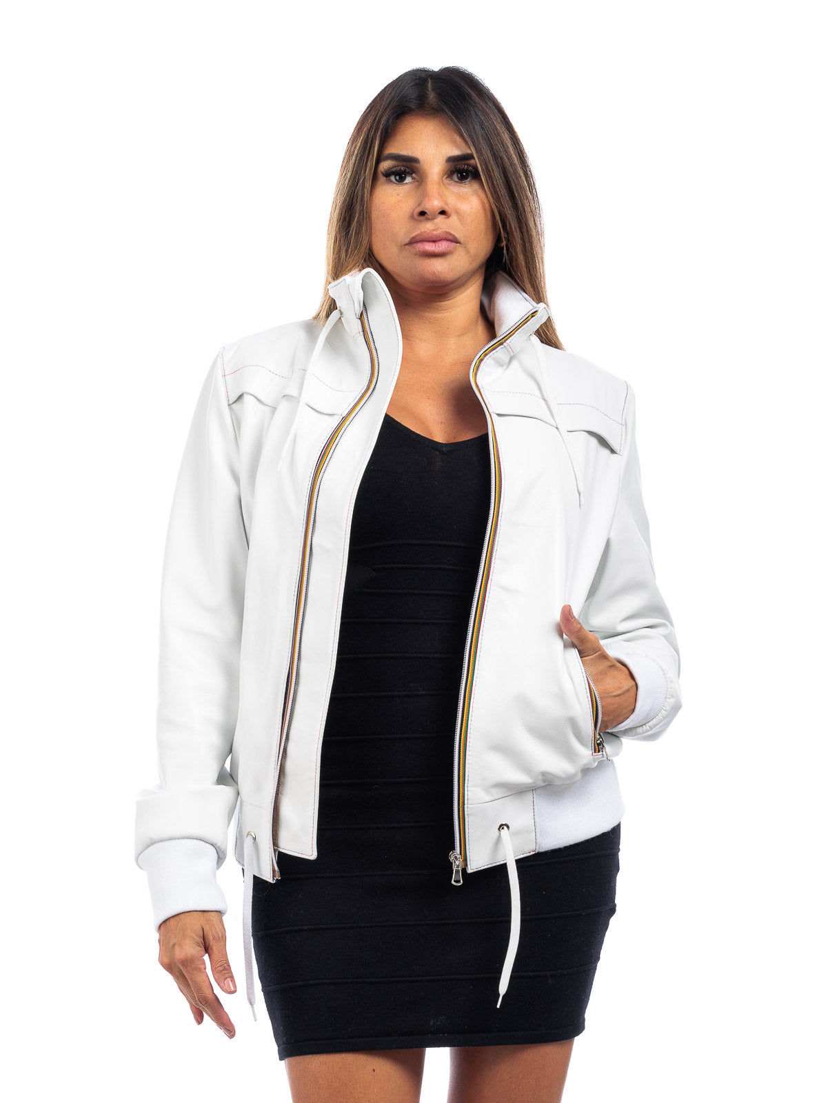 Bomber Gold Bunn con zip bianco DONNA