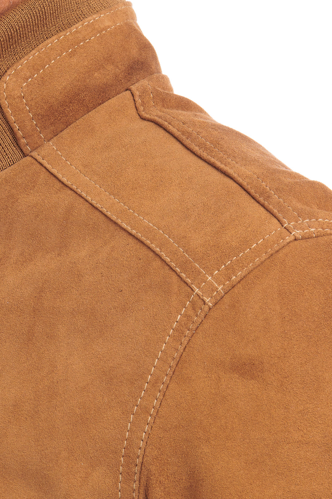 Bomber in camoscio di renna uomo con zip NUV whisky