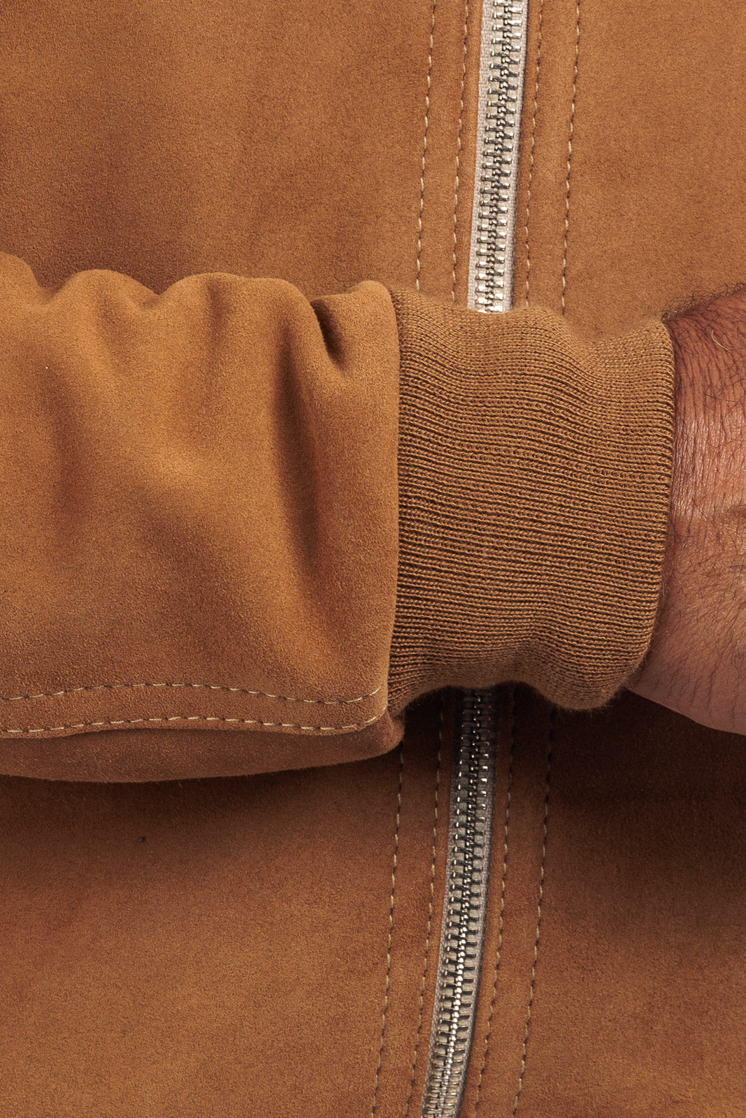 Bomber in camoscio di renna uomo con zip NUV whisky