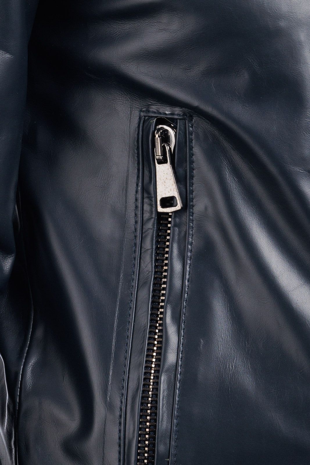 Bomber in pelle con zip GP blu