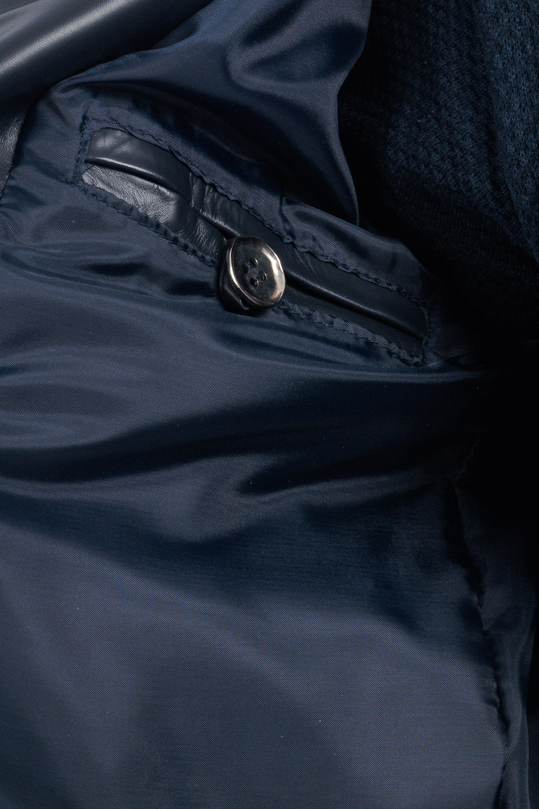 Bomber in pelle con zip GP blu