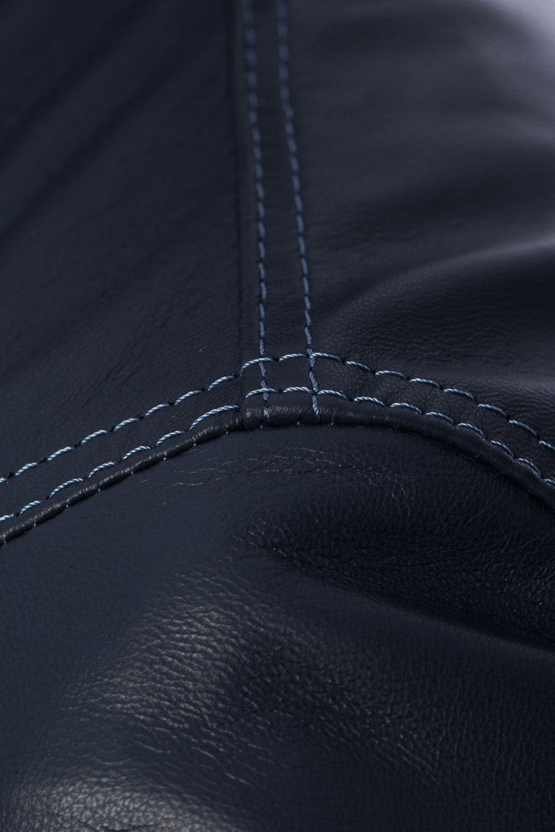 Bomber in pelle con zip POLO blu