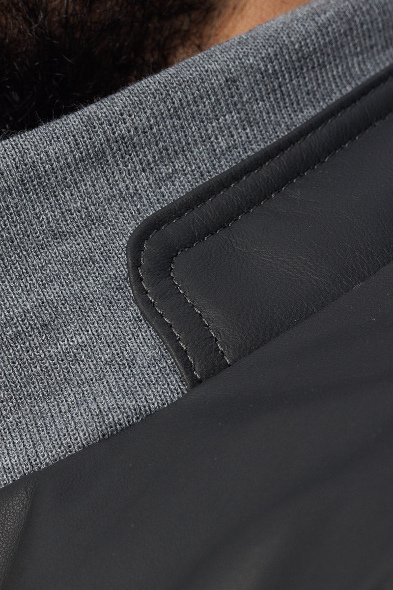 Bomber in pelle con zip POLO grigio