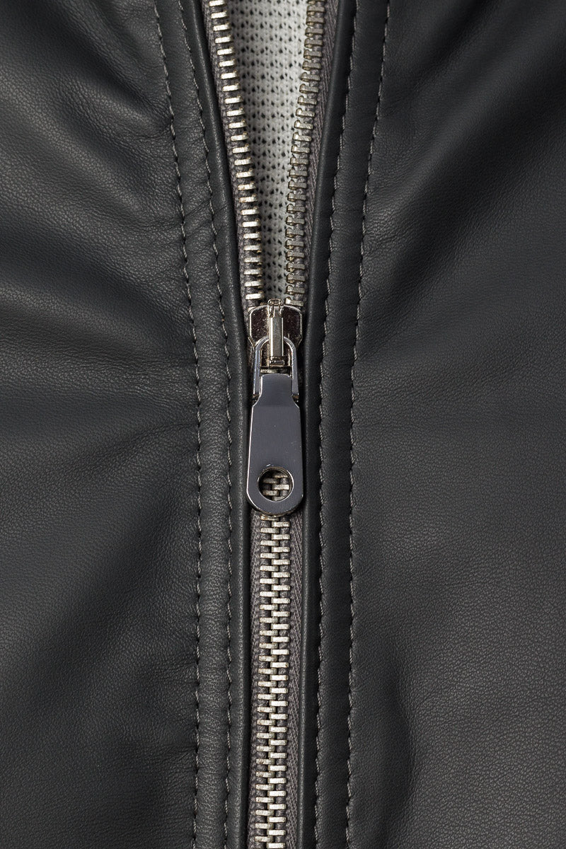 Bomber in pelle con zip POLO grigio