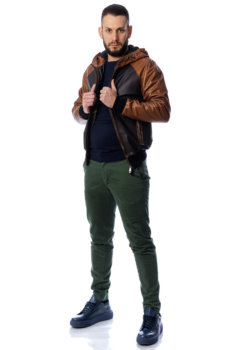 Bomber in vera pelle bicolore REGLAN