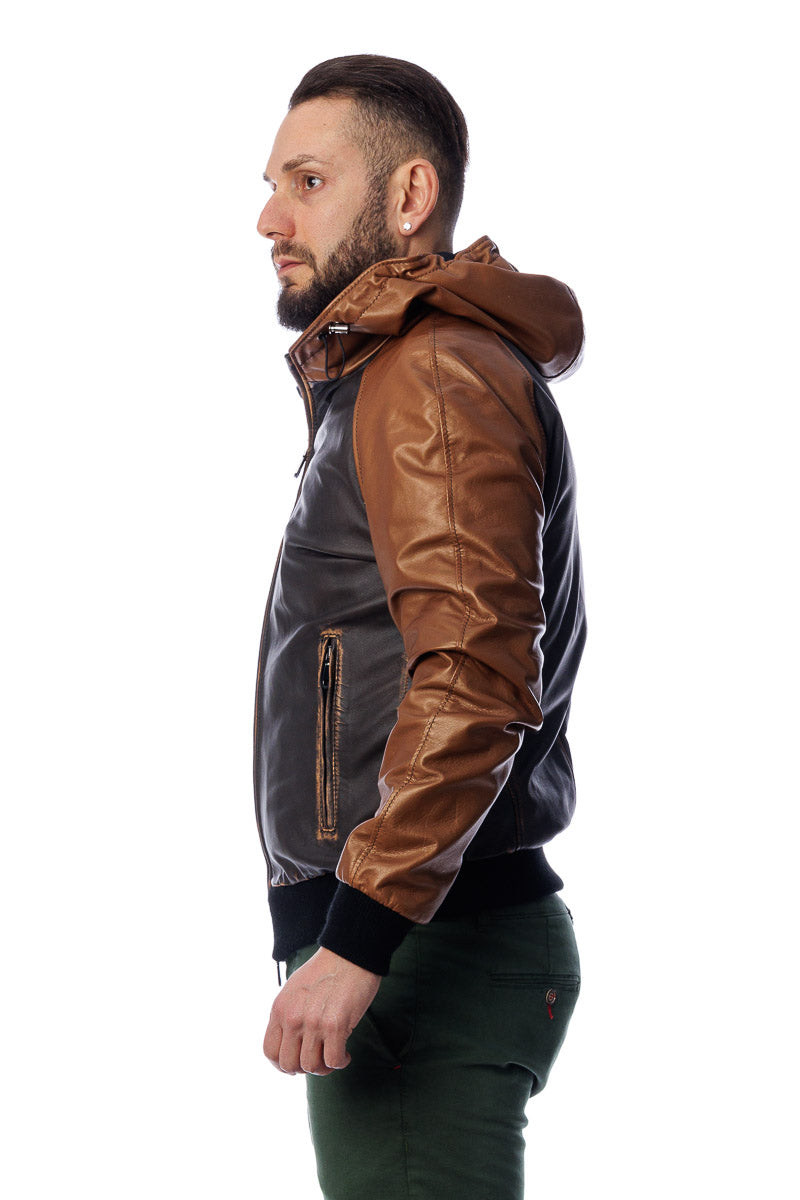 Bomber in vera pelle bicolore REGLAN