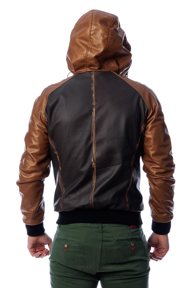 Bomber in vera pelle bicolore REGLAN