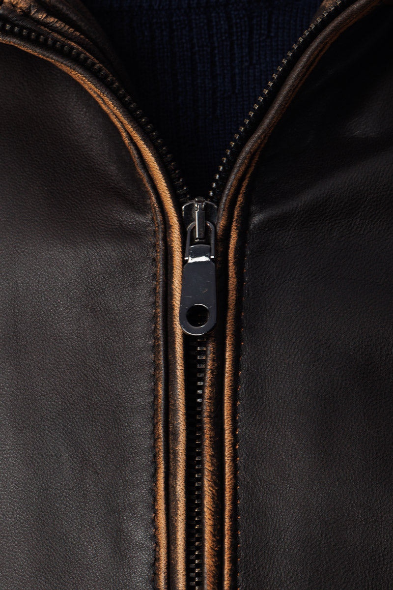 Bomber in vera pelle bicolore REGLAN
