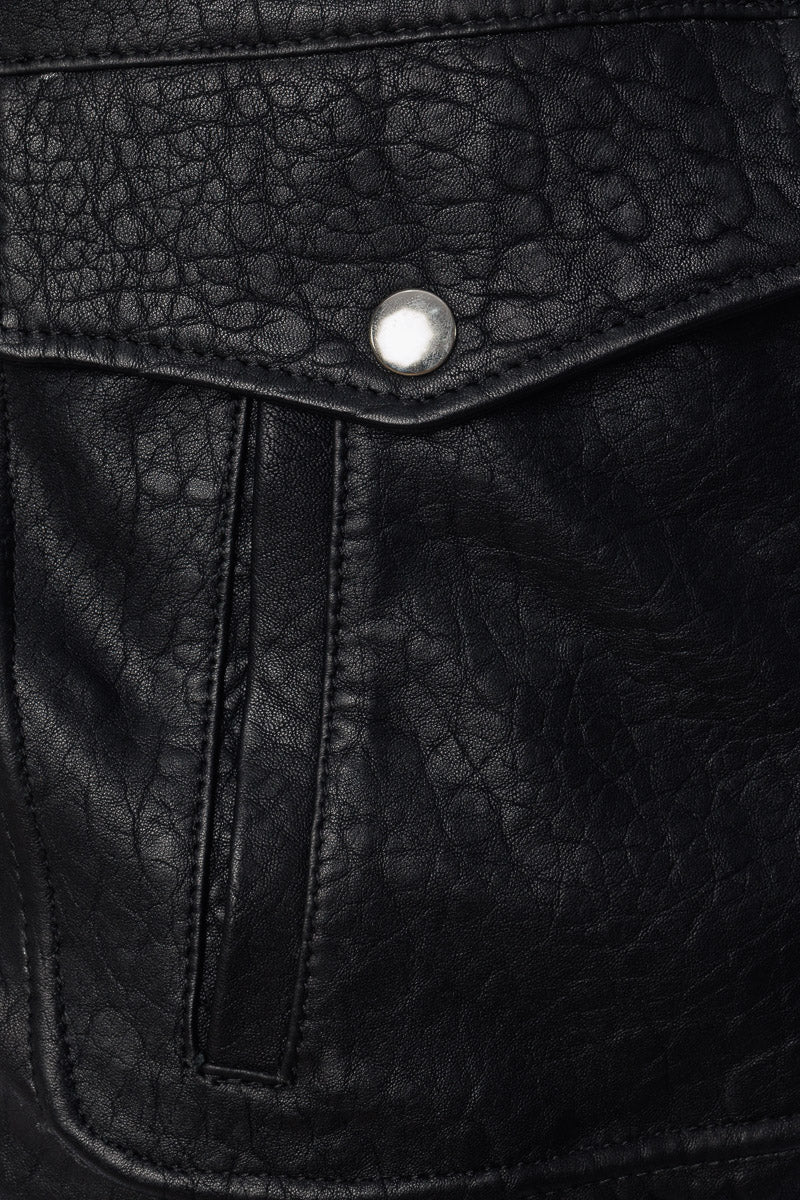 Bomber in vera pelle uomo con tasconi e collo staccabile in montone