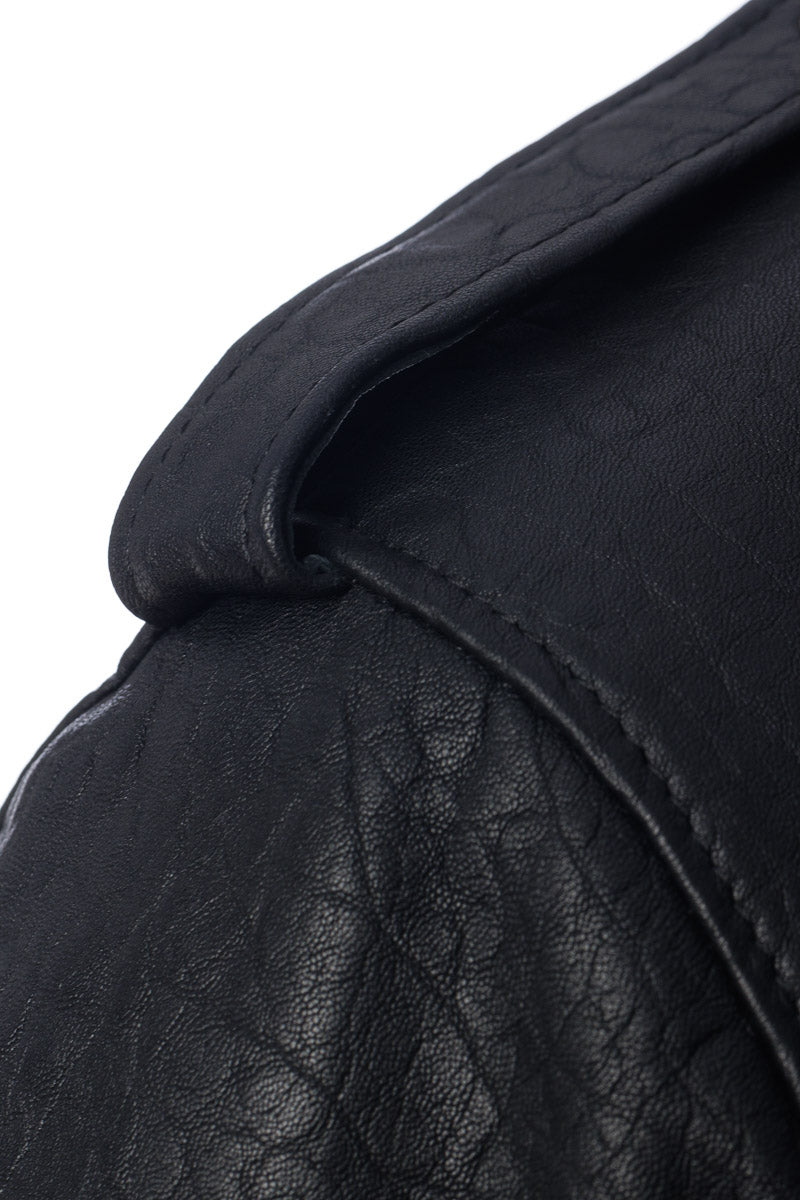 Bomber in vera pelle uomo con tasconi e collo staccabile in montone