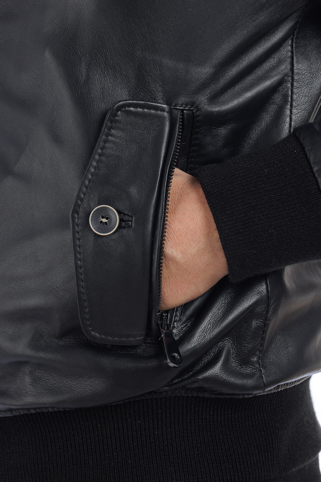 Bomber in vera pelle uomo con zip REGLAN PAT