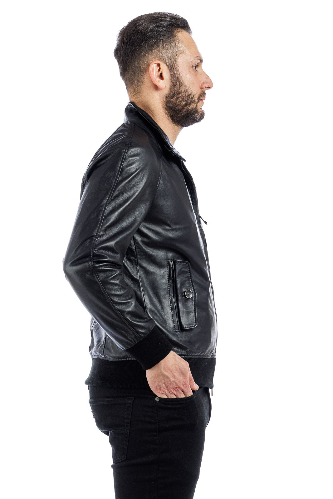 Bomber in vera pelle uomo con zip REGLAN PAT
