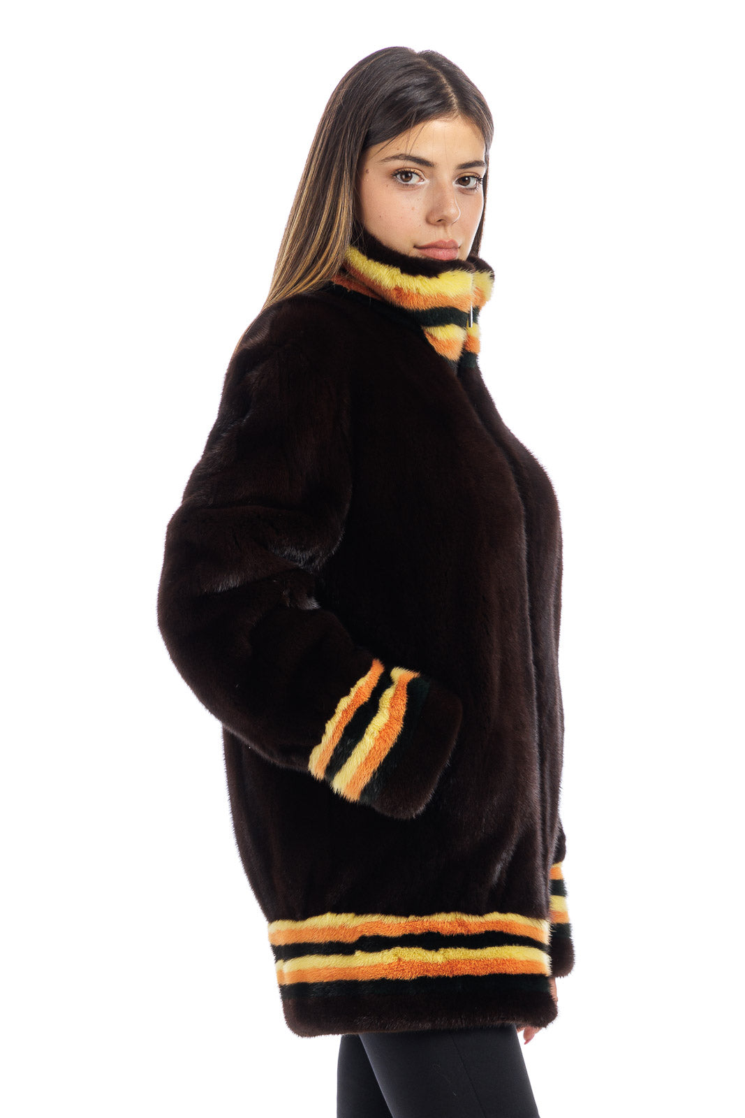 Bomber lungo di visone scanbrown