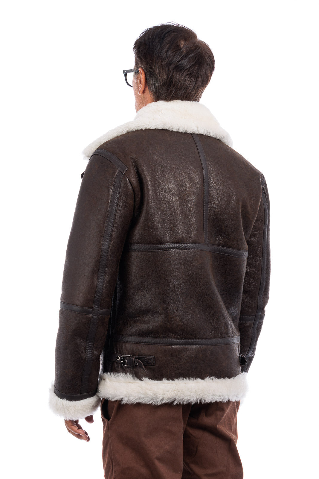 Bomber montone pelo bianco uomo con zip aviatore ROCKY B3