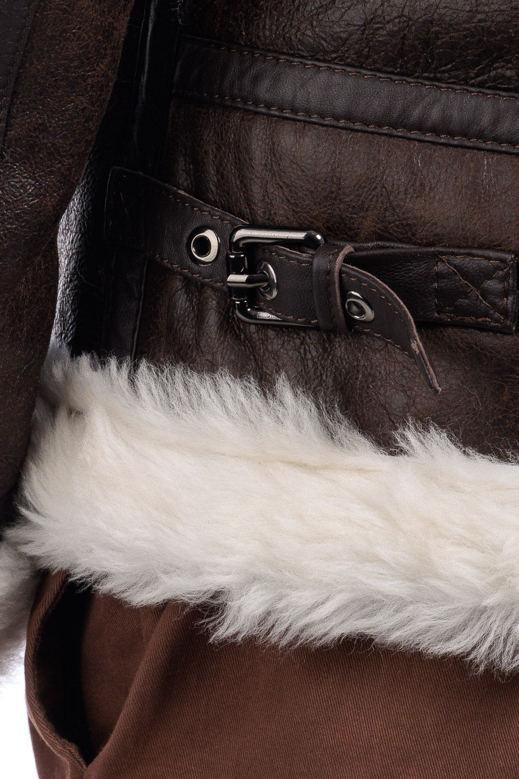 Bomber montone pelo bianco uomo con zip aviatore ROCKY B3