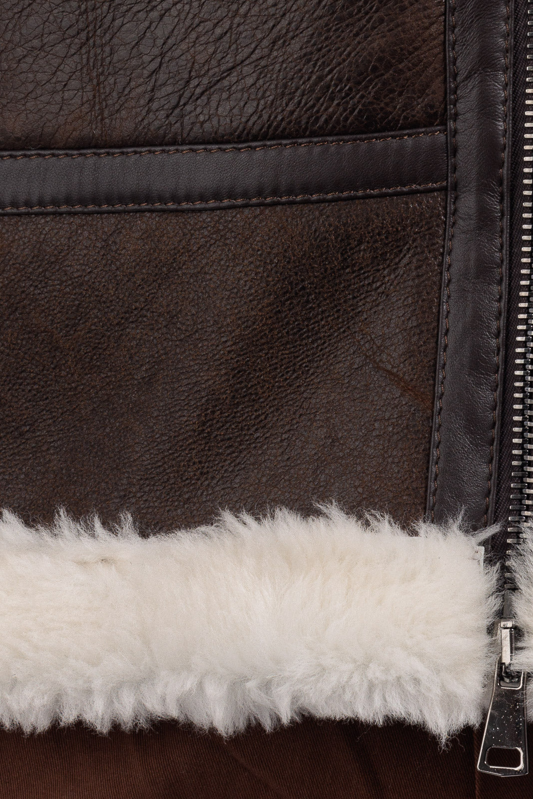 Bomber montone pelo bianco uomo con zip aviatore ROCKY B3