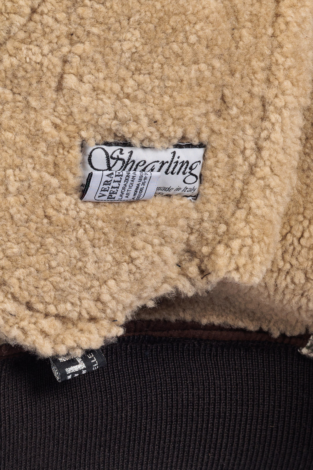 Bomber montone shearling testa di moro pelo beige con zip