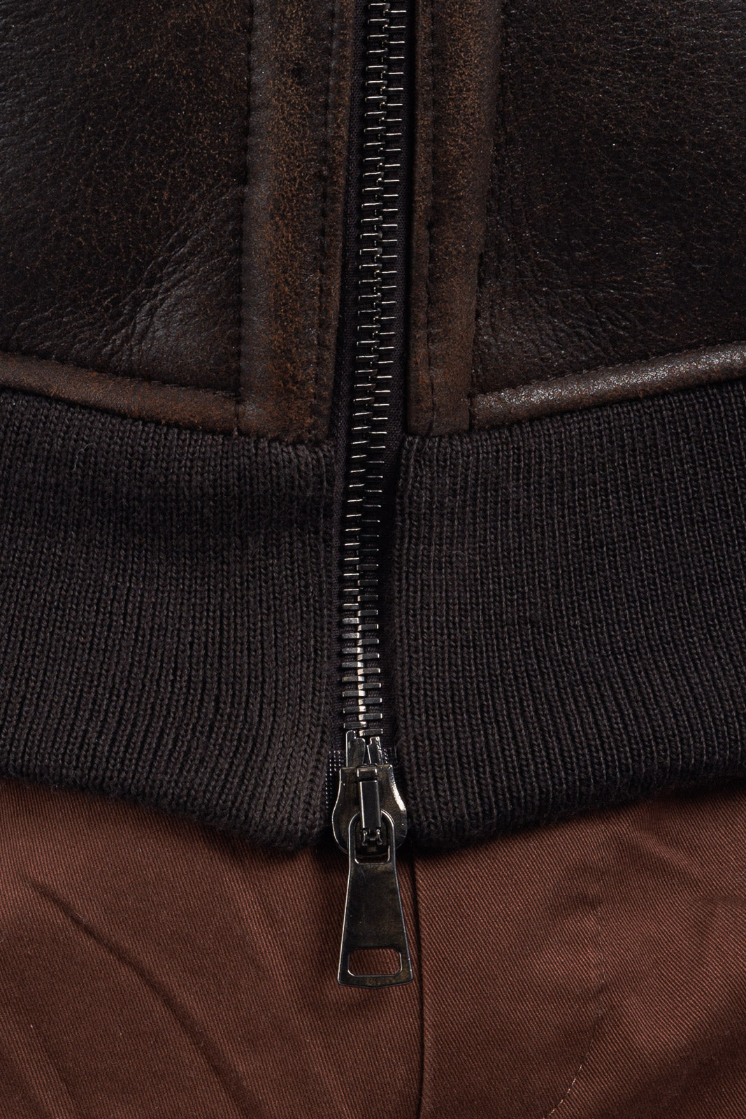 Bomber montone shearling testa di moro pelo beige con zip
