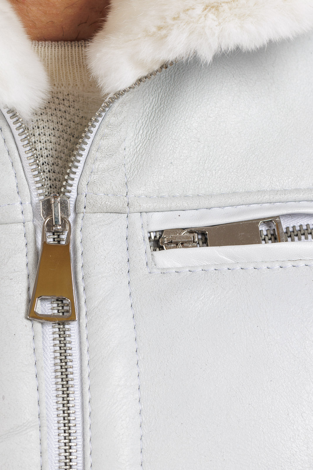 Bomber montone shearling uomo bianco pelo bianco