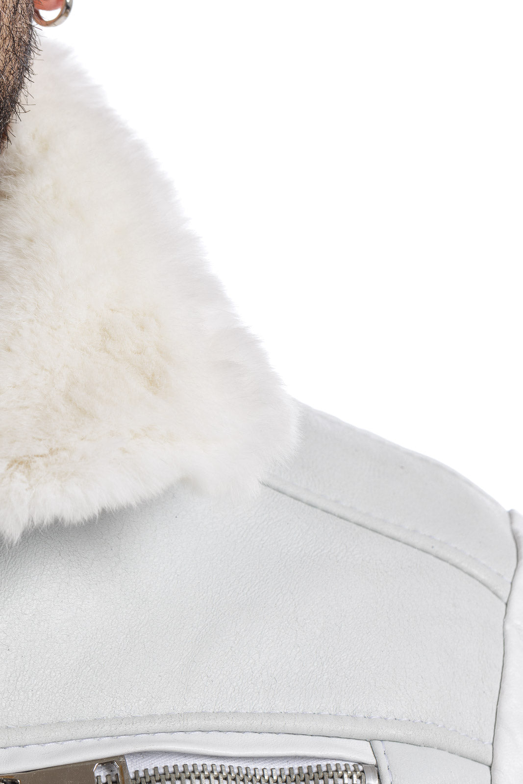Bomber montone shearling uomo bianco pelo bianco