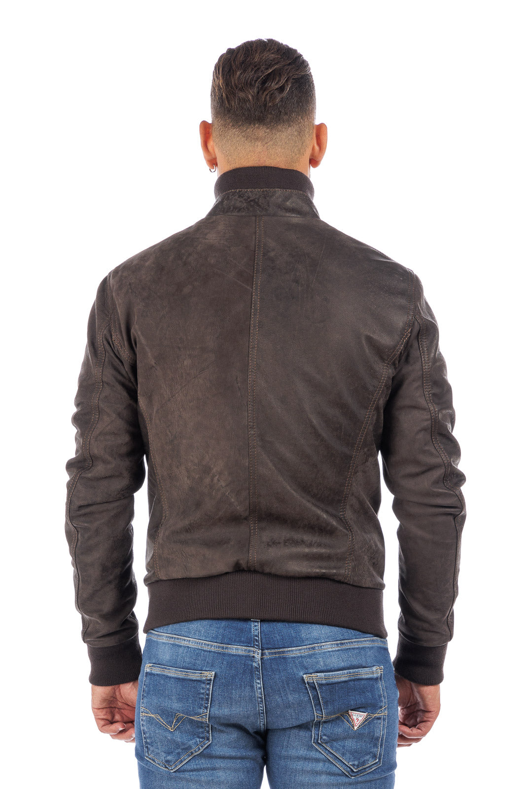 Bomber testa di moro in vera pelle con zip