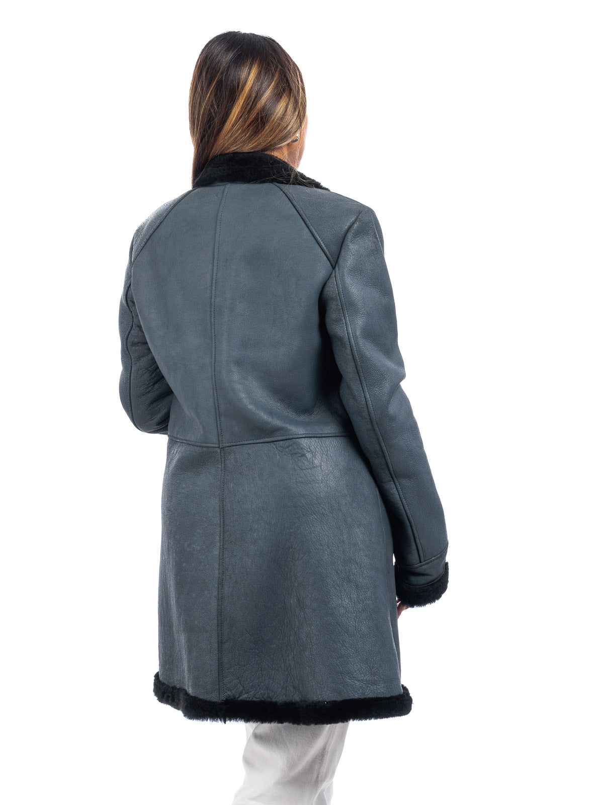 Cappottino montone grigio pelo nero linea OVER