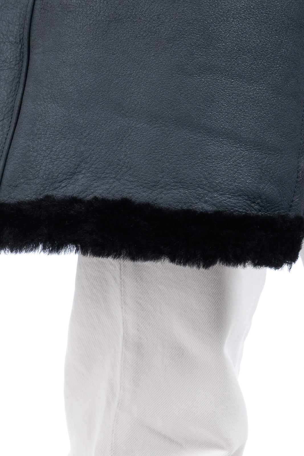 Cappottino montone grigio pelo nero linea OVER