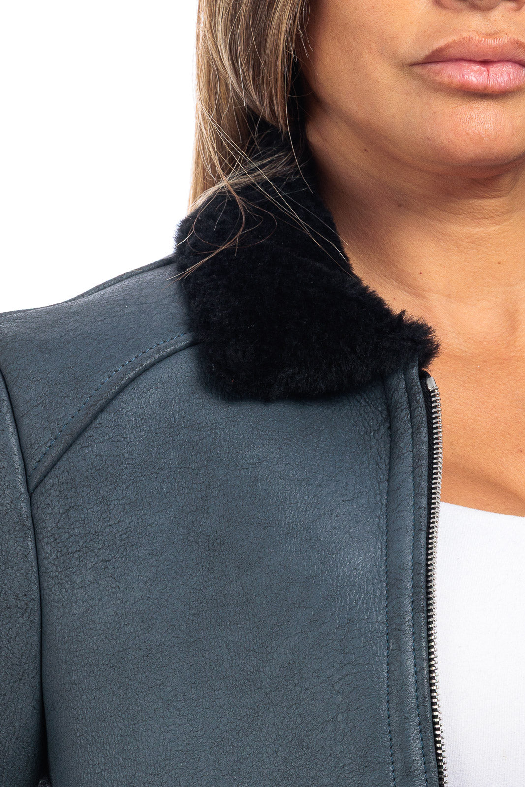 Cappottino montone grigio pelo nero linea OVER