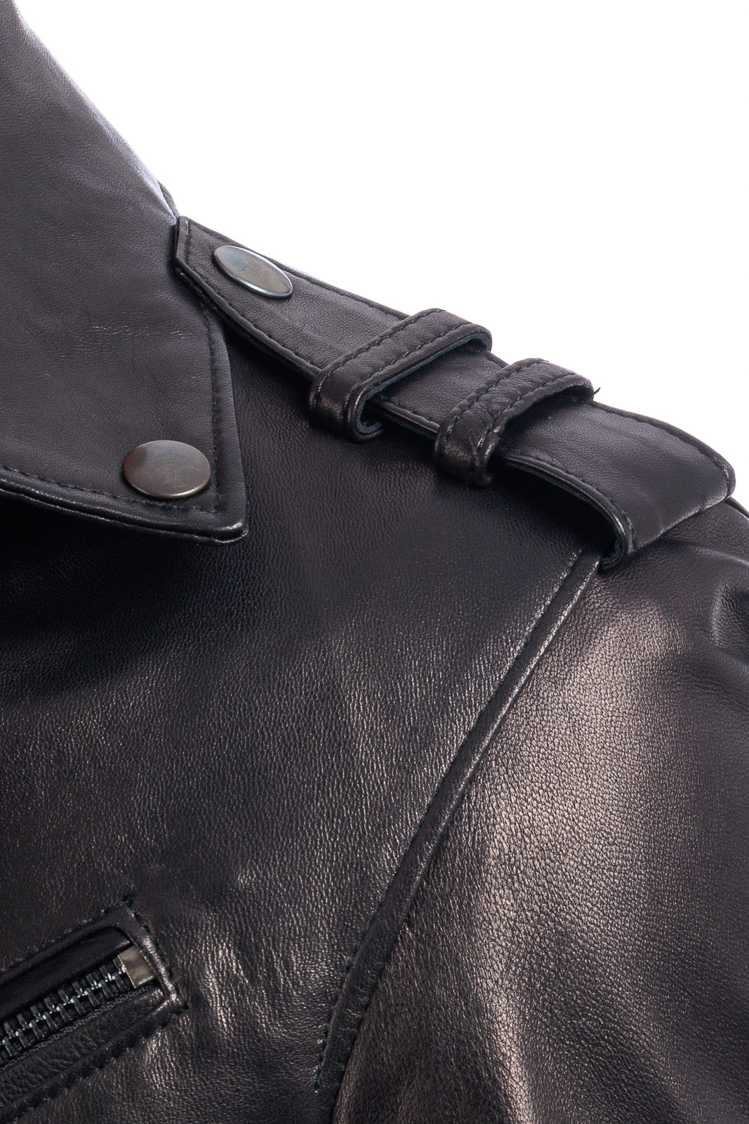 Chiodo in vera pelle uomo con zip nero