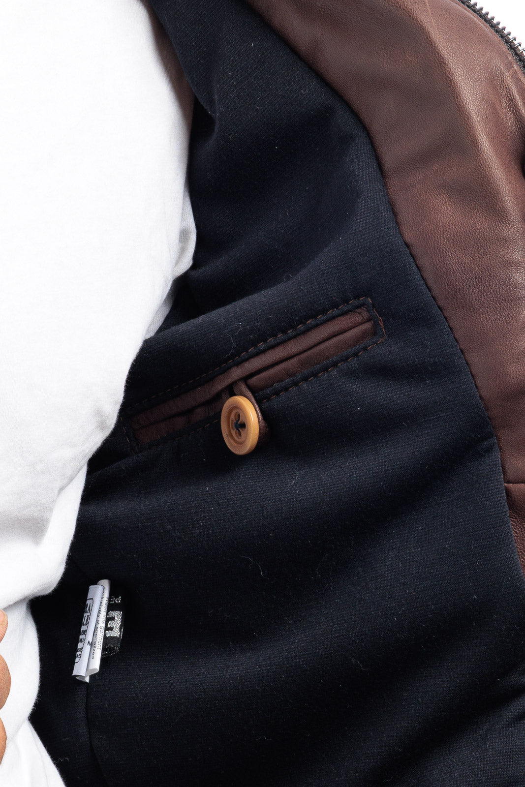 Giacca biker adv in pelle uomo marrone
