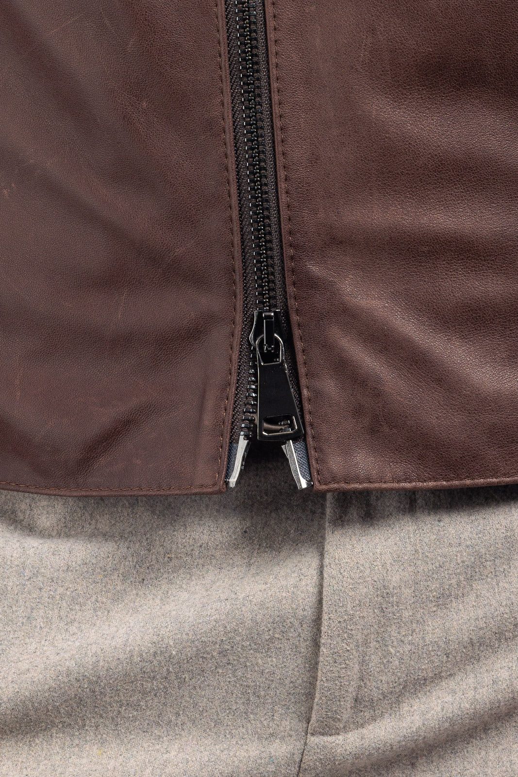 Giacca biker adv in pelle uomo marrone