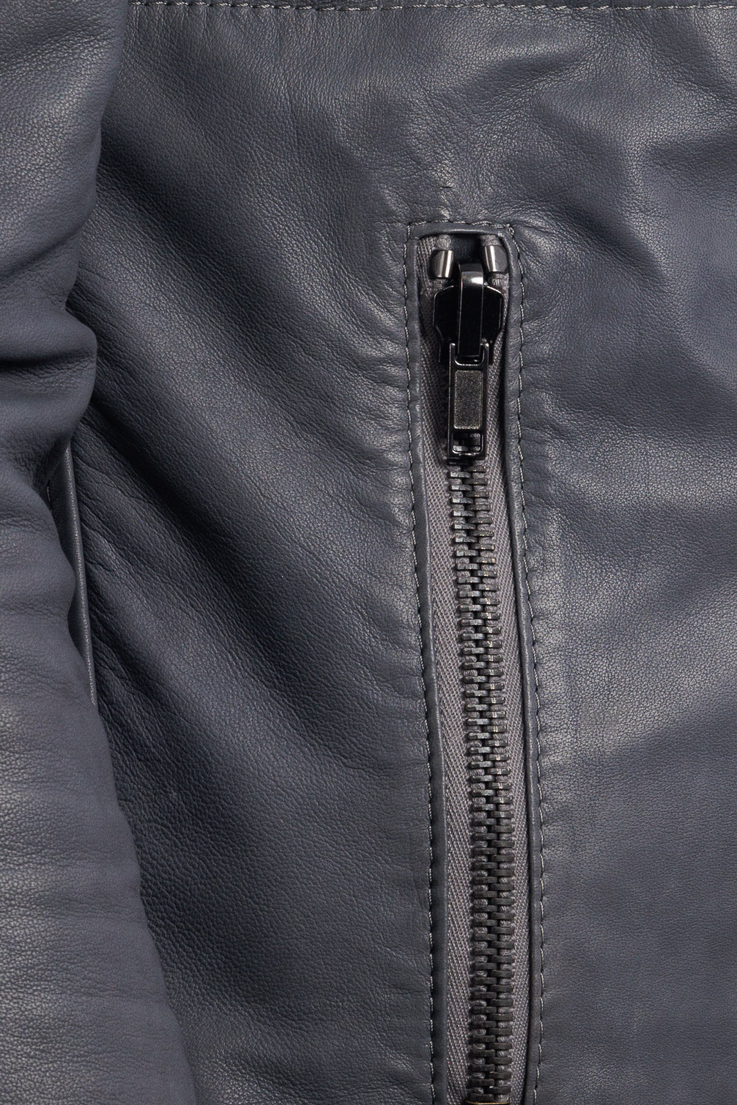Giacca biker double face in pelle e camoscio uomo grigio