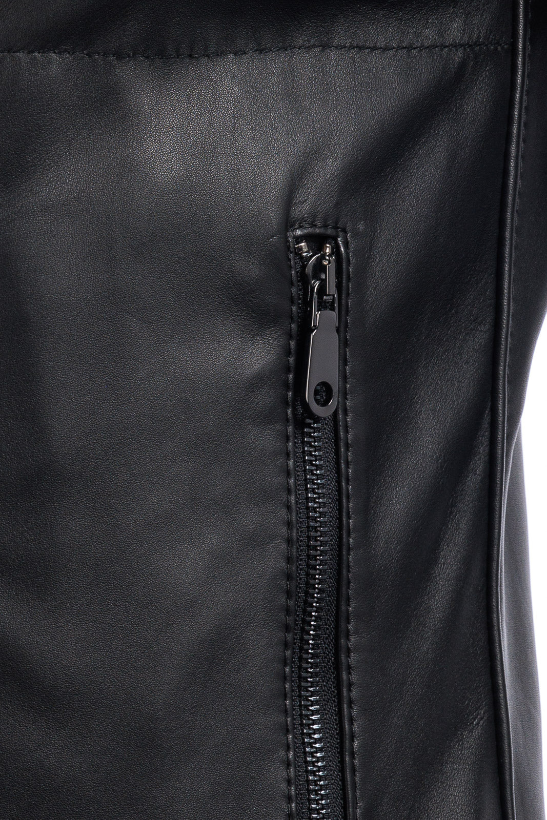 Giacca biker double face in pelle e camoscio uomo nero