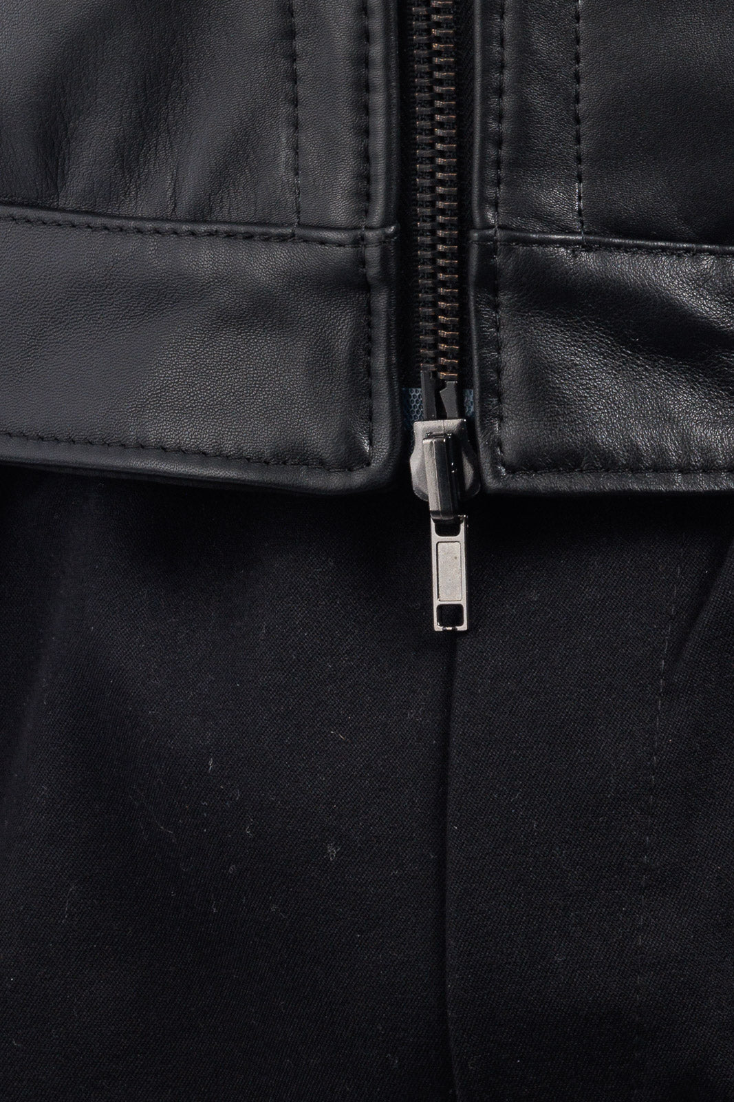 Giacca biker double face in pelle e camoscio uomo nero
