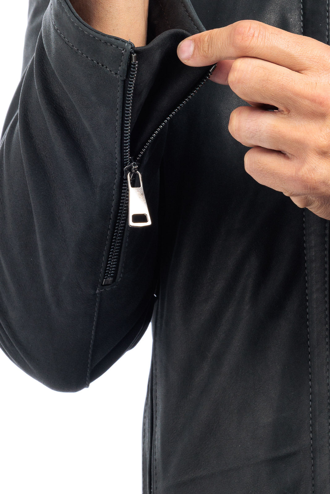 Giacca biker in pelle uomo grigio