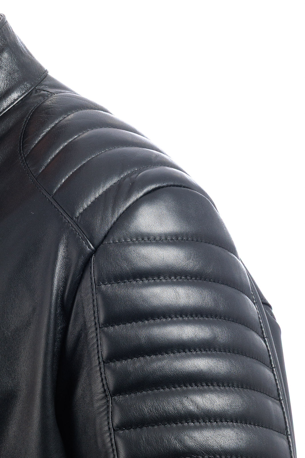 Giacca biker in pelle uomo nero - linea OVER