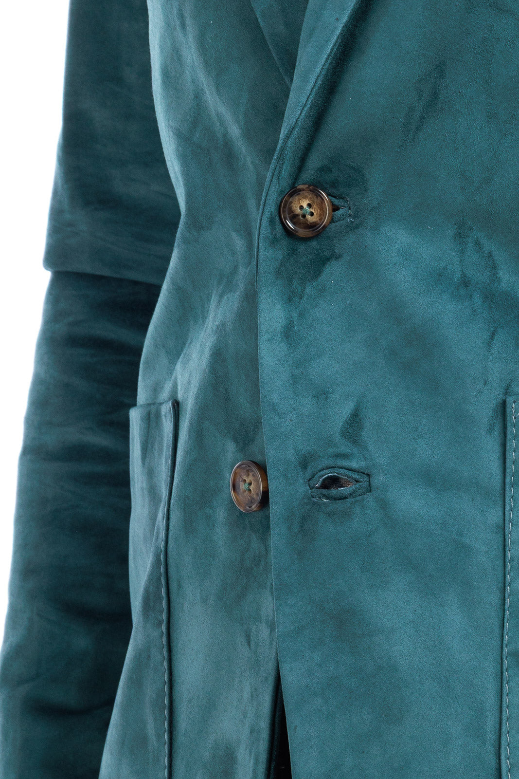Giacca classica in camoscio uomo con spacchi laterali smeraldo