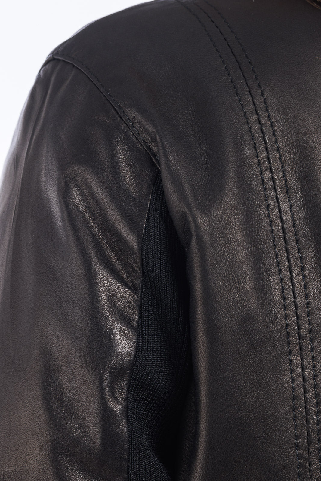 Giacca corpetto lungo in pelle donna nero