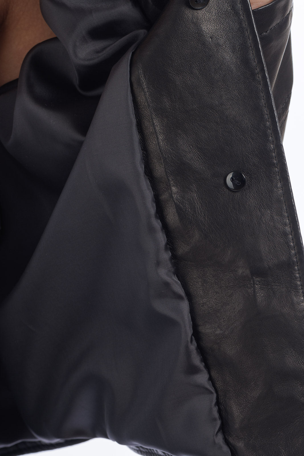 Giacca corpetto lungo in pelle donna nero