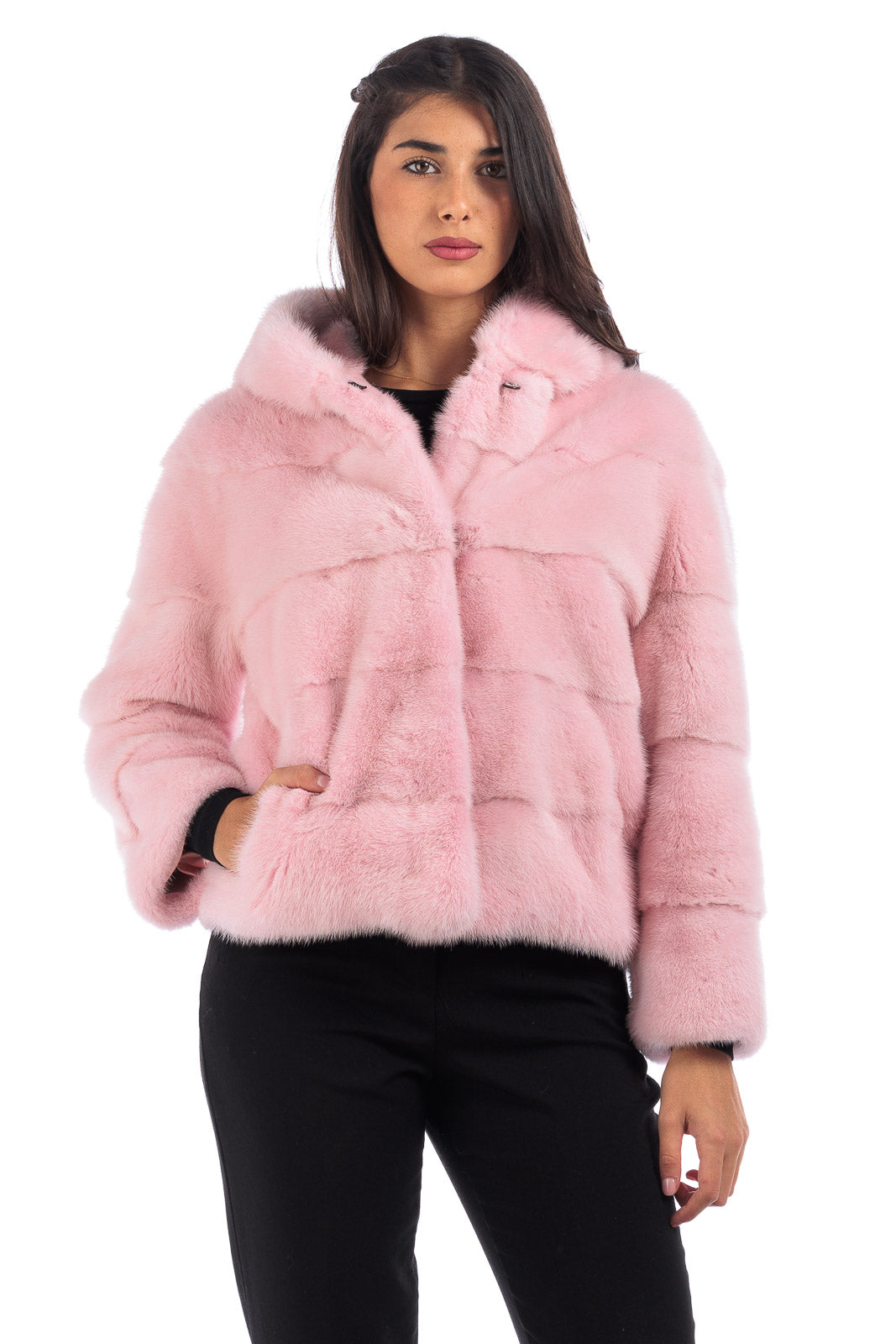 Giacca di pelliccia di visone pink