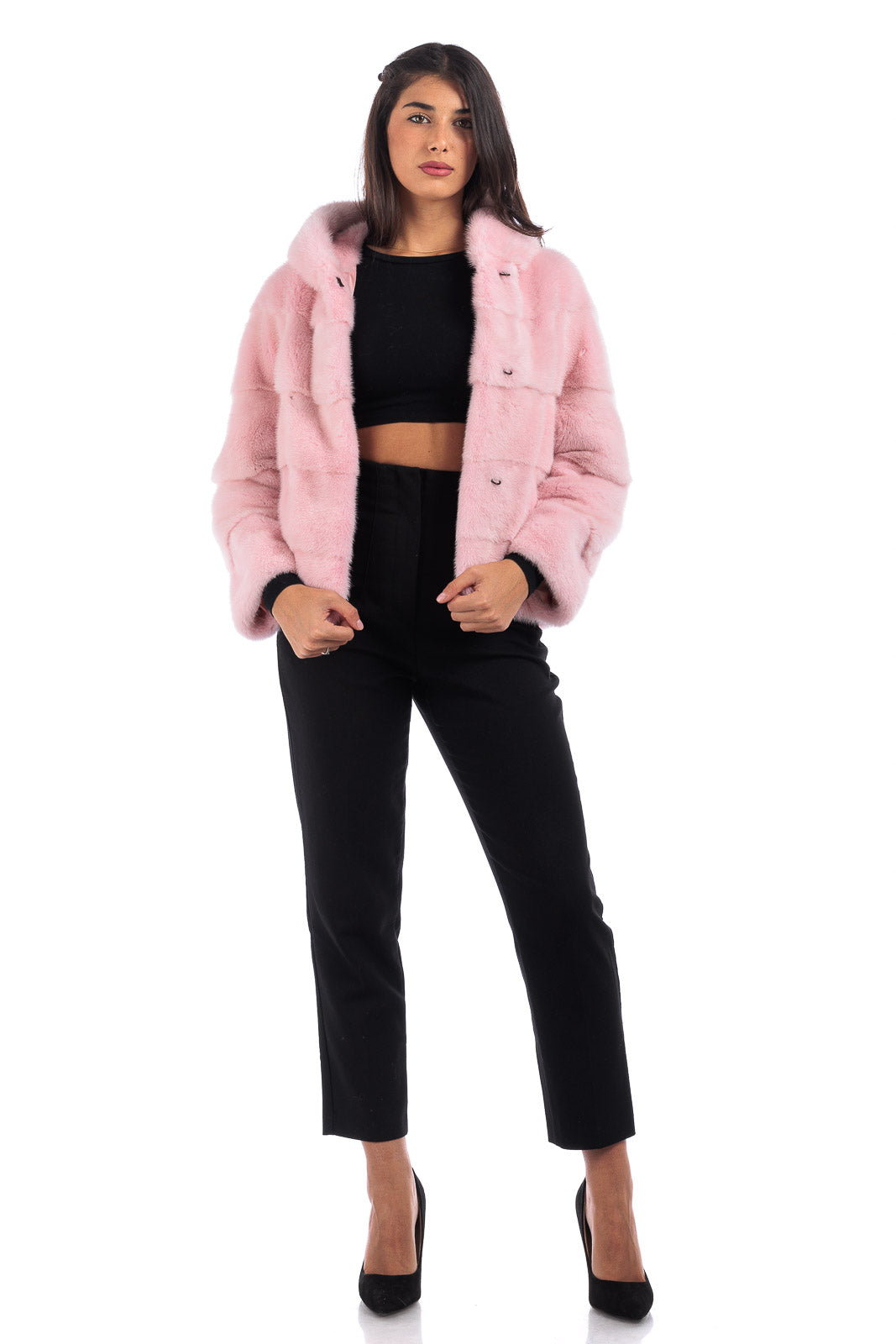 Giacca di pelliccia di visone pink