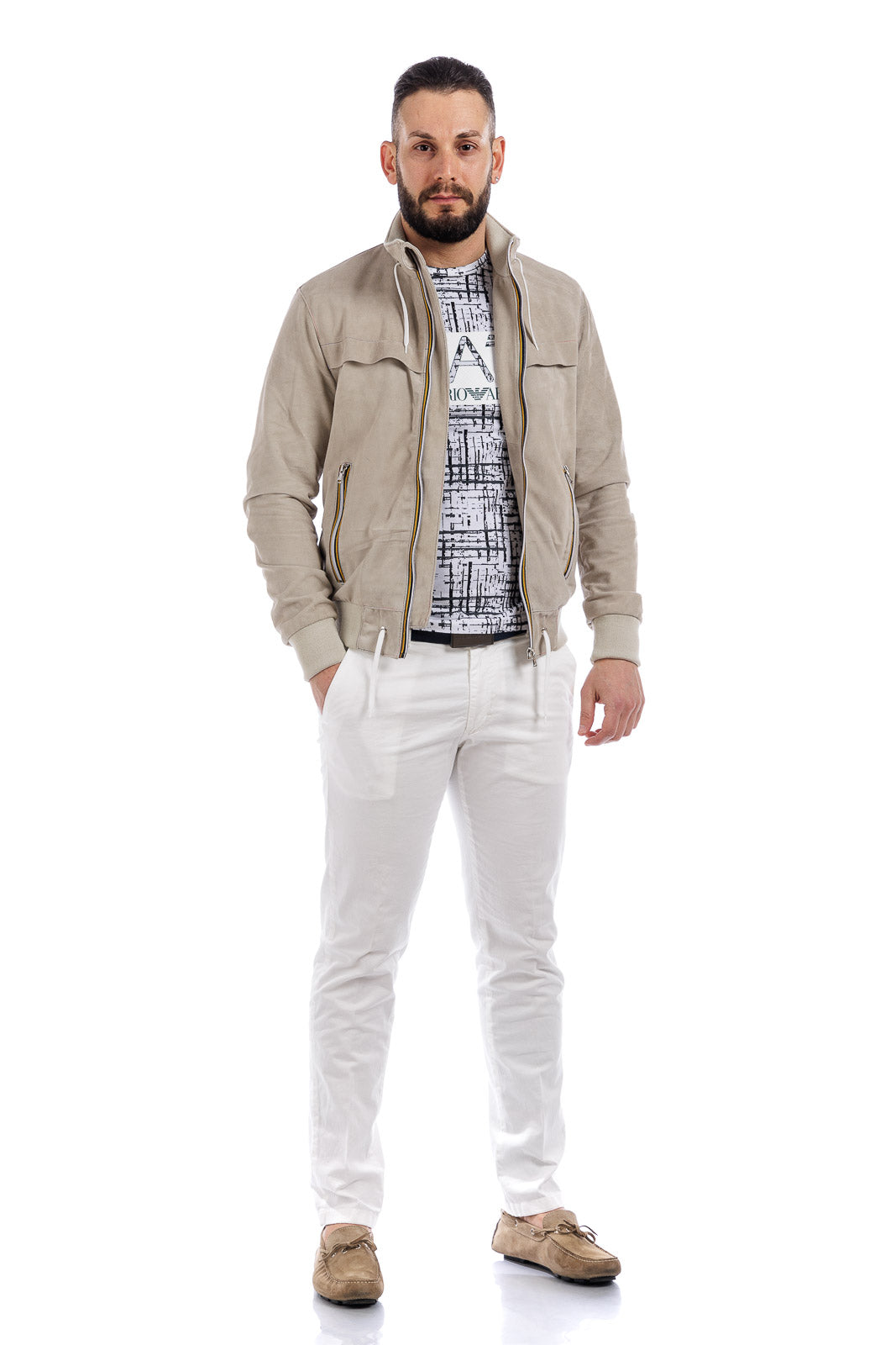 Bomber Gold Bunn con zip sabbia