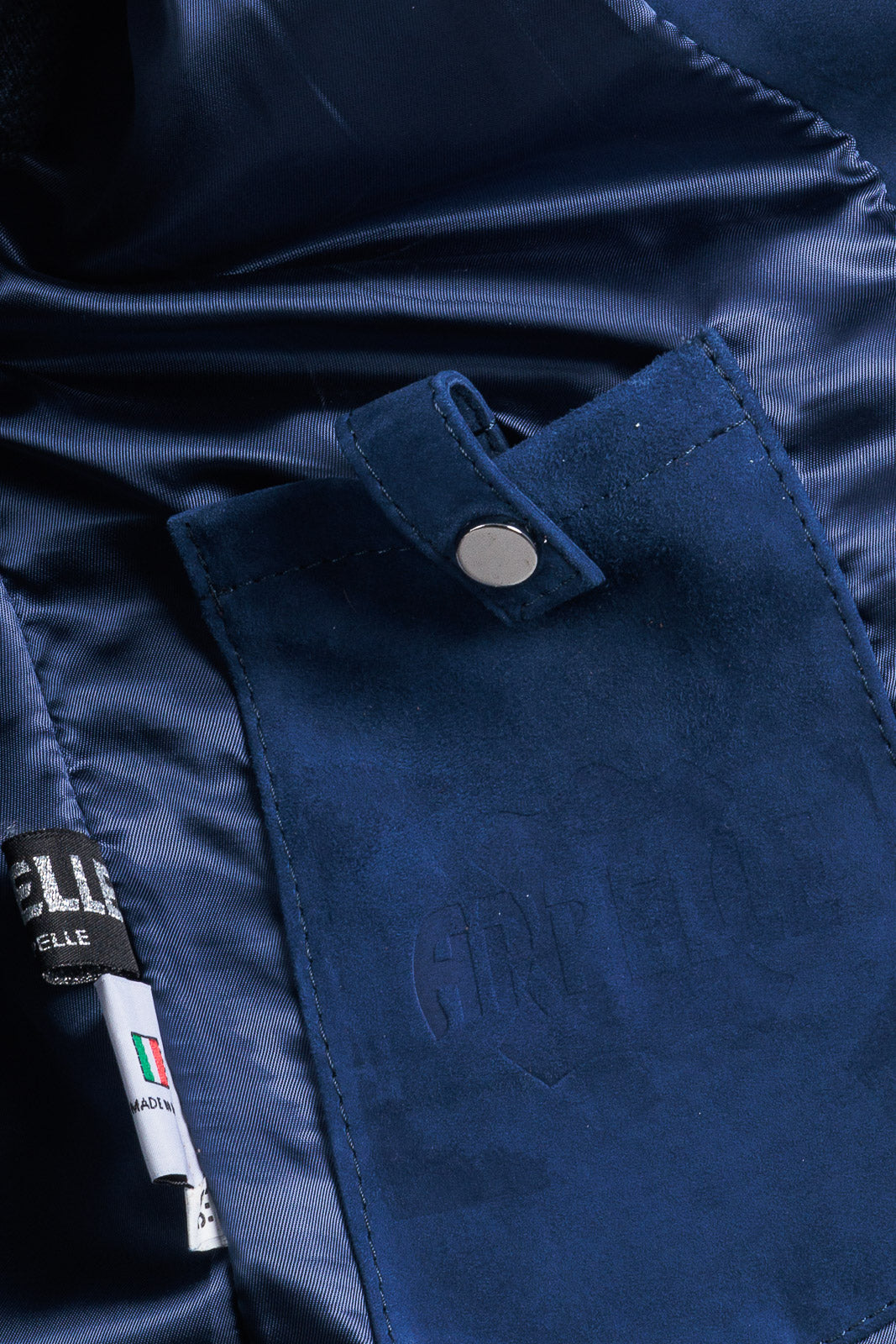 Giacca in camoscio di renna uomo con zip PP blu
