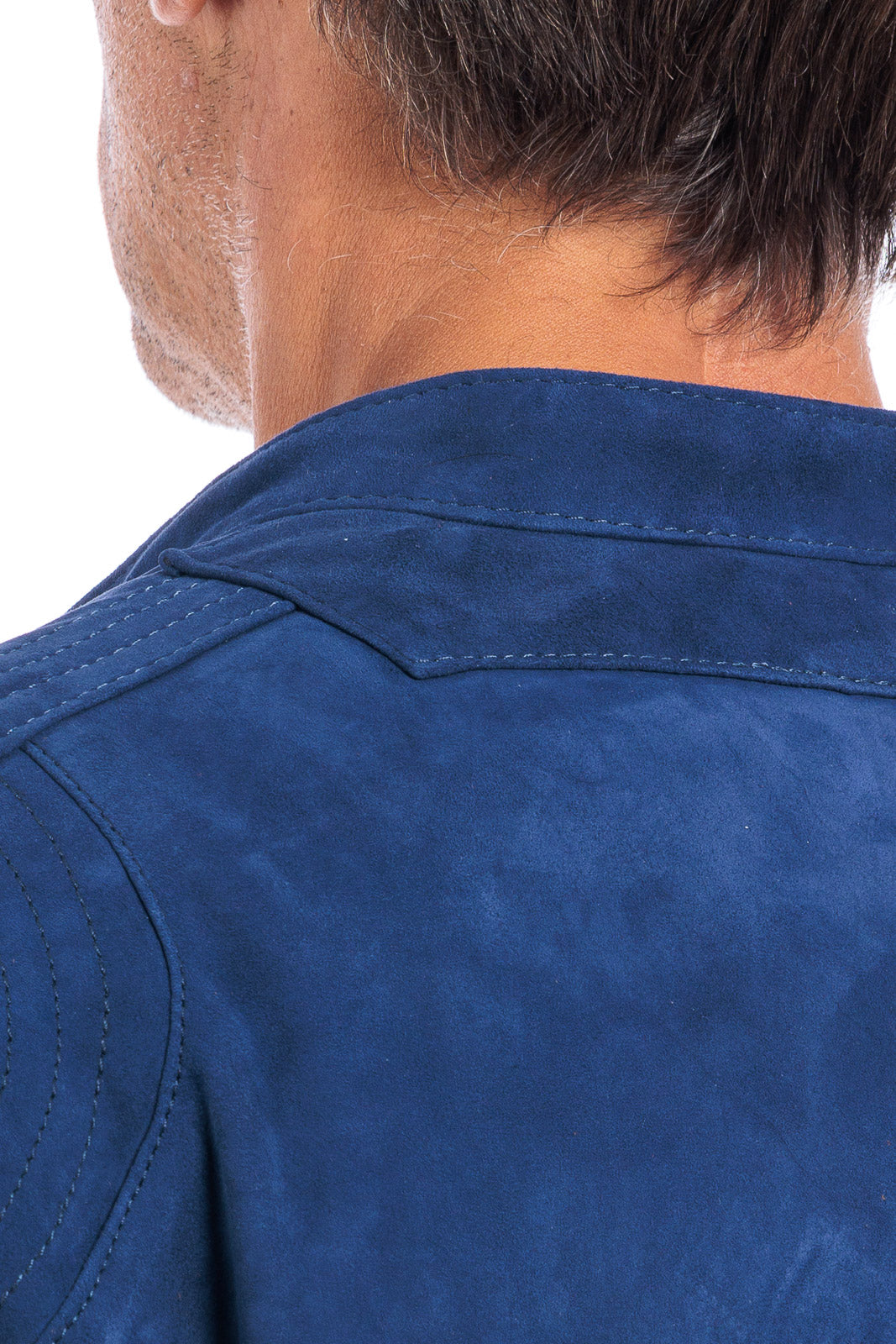 Giacca in camoscio di renna uomo con zip PP blu
