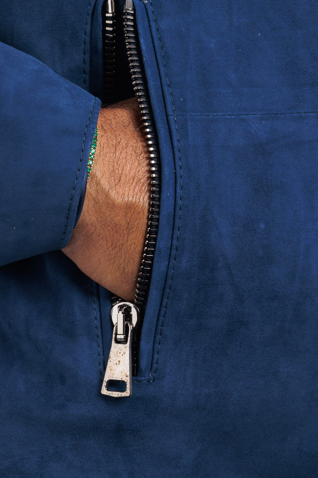 Giacca in camoscio di renna uomo con zip PP blu