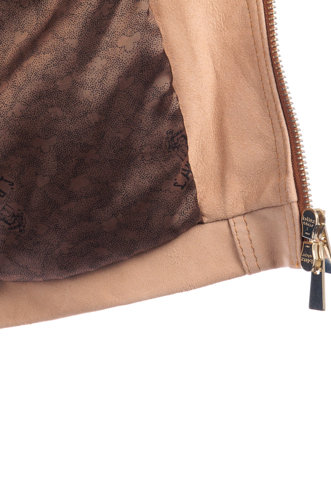 Giacca in camoscio donna con zip pulse cipria