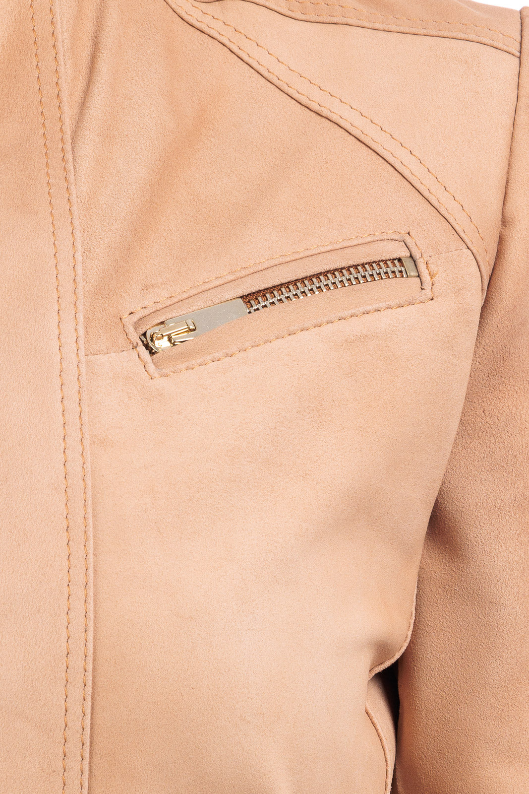 Giacca in camoscio donna con zip pulse cipria