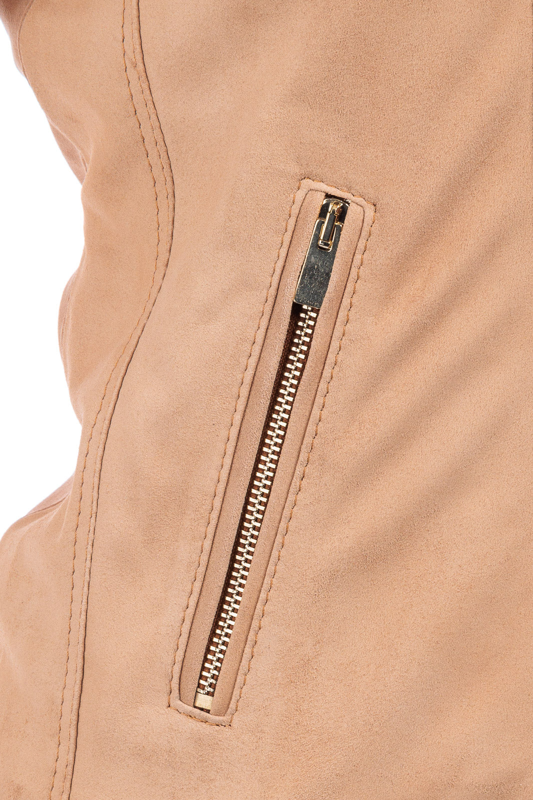 Giacca in camoscio donna con zip pulse cipria